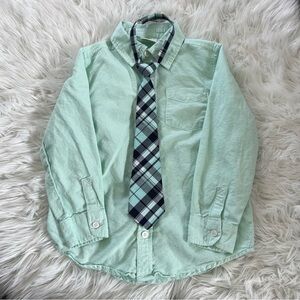 Boys Button Down Mint Green Dress Shirt and Tie Crazy 8 Size Small 5-6